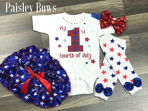 1st Fourth Of July - Paisley Bows