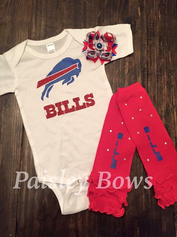 Bills Football Outfit - Paisley Bows