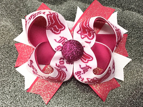 Pink FOX bow or headband - Paisley Bows