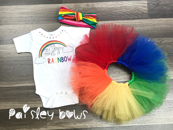 Rainbow Baby Tutu Outfit - Paisley Bows