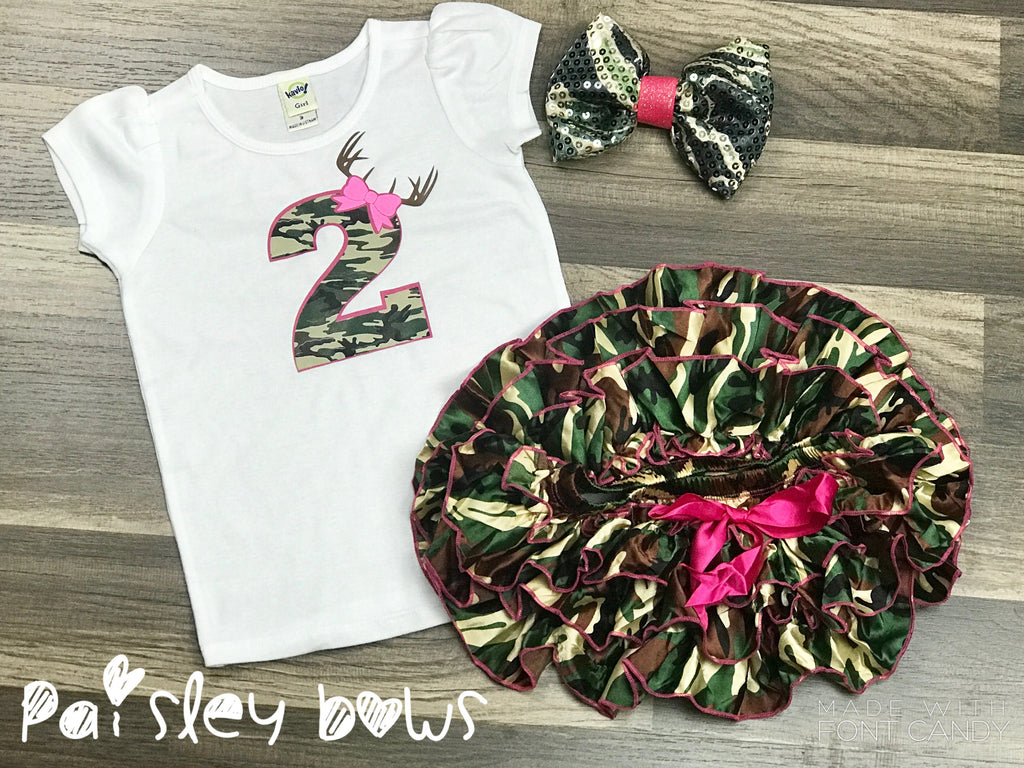 2nd Birthday Camo outfit - Paisley Bows