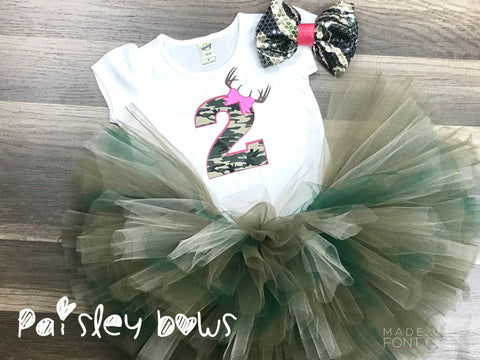 Camo 2nd Birthday tutu outfit - Paisley Bows