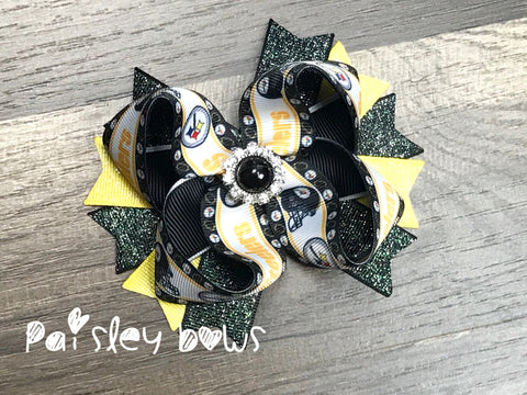 Pittsburgh Steelers Hair Bow Or Headband - Paisley Bows