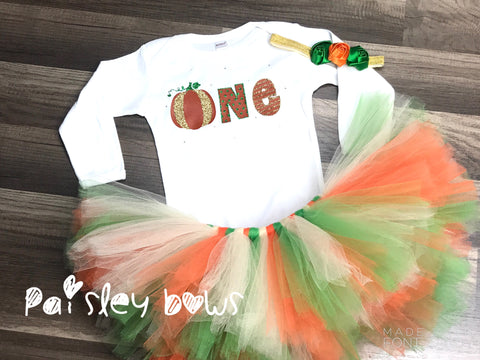 Pumpkin 1st Birthday Tutu set - Paisley Bows